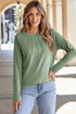 Raglan Long Sleeve Exposed Seam Detail Relaxed Fit Crew Neck Top